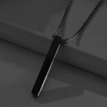 Alvora Solix 3D Bar Pendant Necklace – Stainless Steel Unisex Jewelry