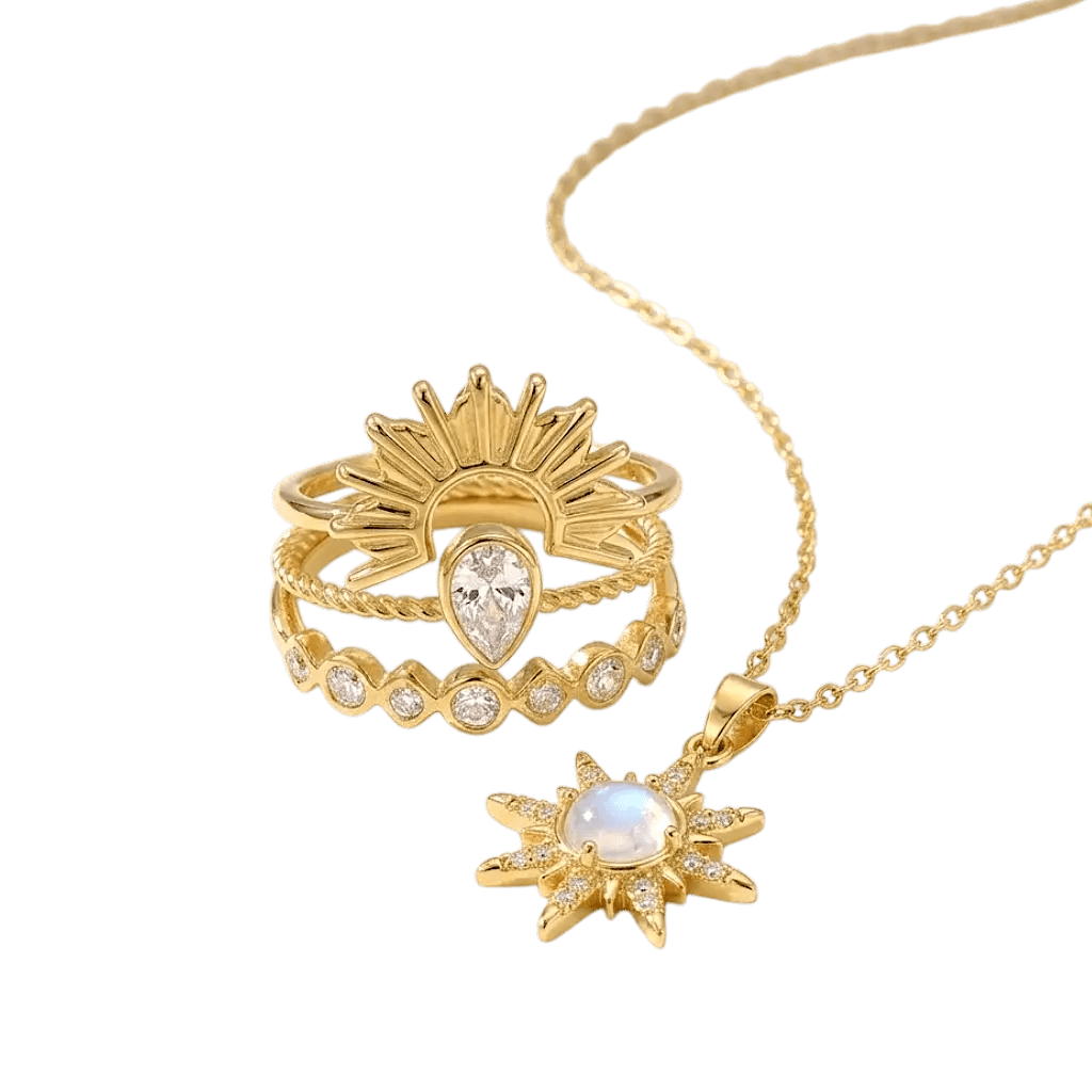Sunaro Golden Radiance Bundle | Gold Necklace & Ring Set
