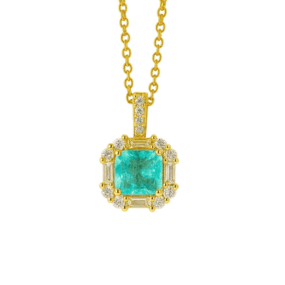 Alvora Turqella N Turquoise Halo Necklace – 18K Gold, Waterproof, Modern Vintage Jewelry
