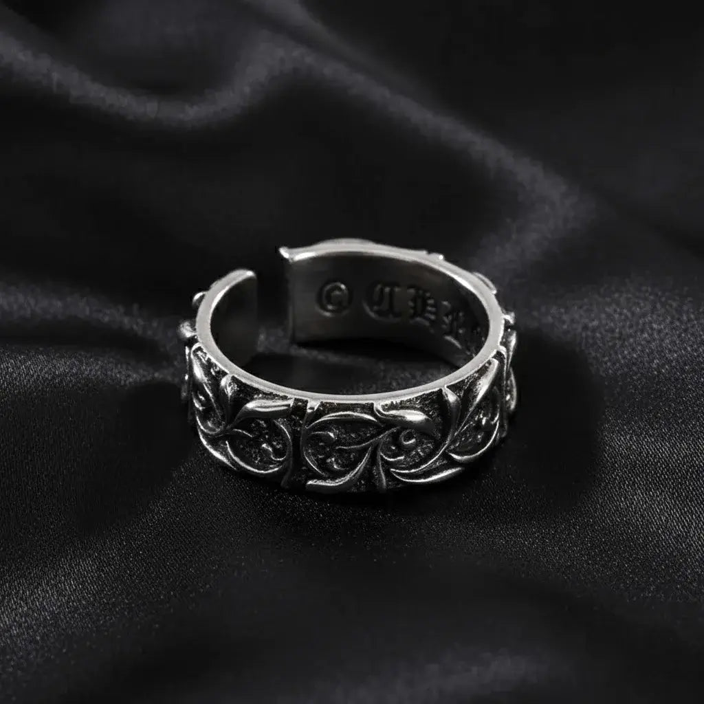 Alvora Valcren Ring – Retro Gothic Vine Silver Open Ring Jewelry