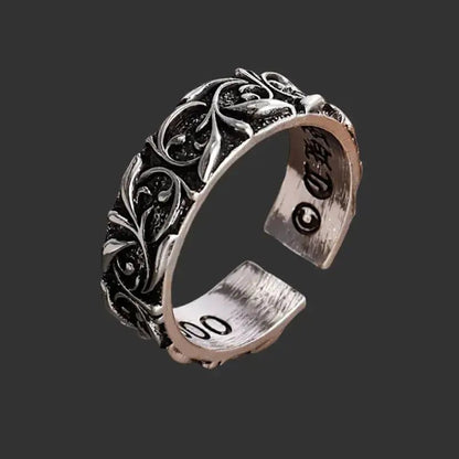 Alvora Valcren Ring – Retro Gothic Vine Silver Open Ring Jewelry