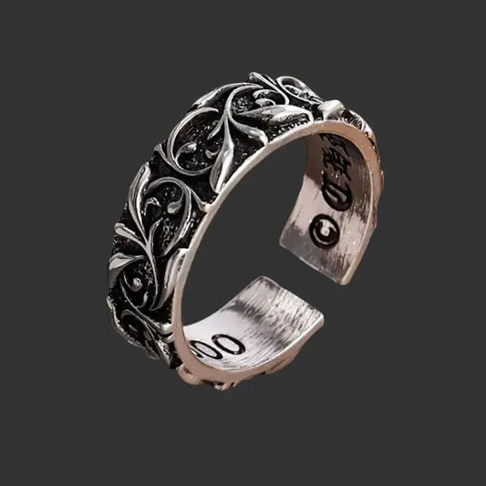 Alvora Valcren Ring – Retro Gothic Vine Silver Open Ring Jewelry