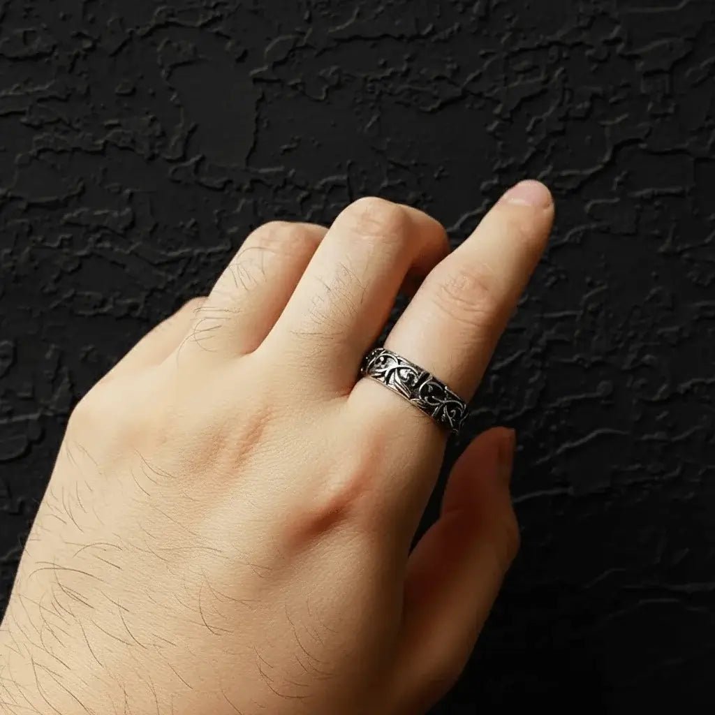Alvora Valcren Ring – Retro Gothic Vine Silver Open Ring Jewelry