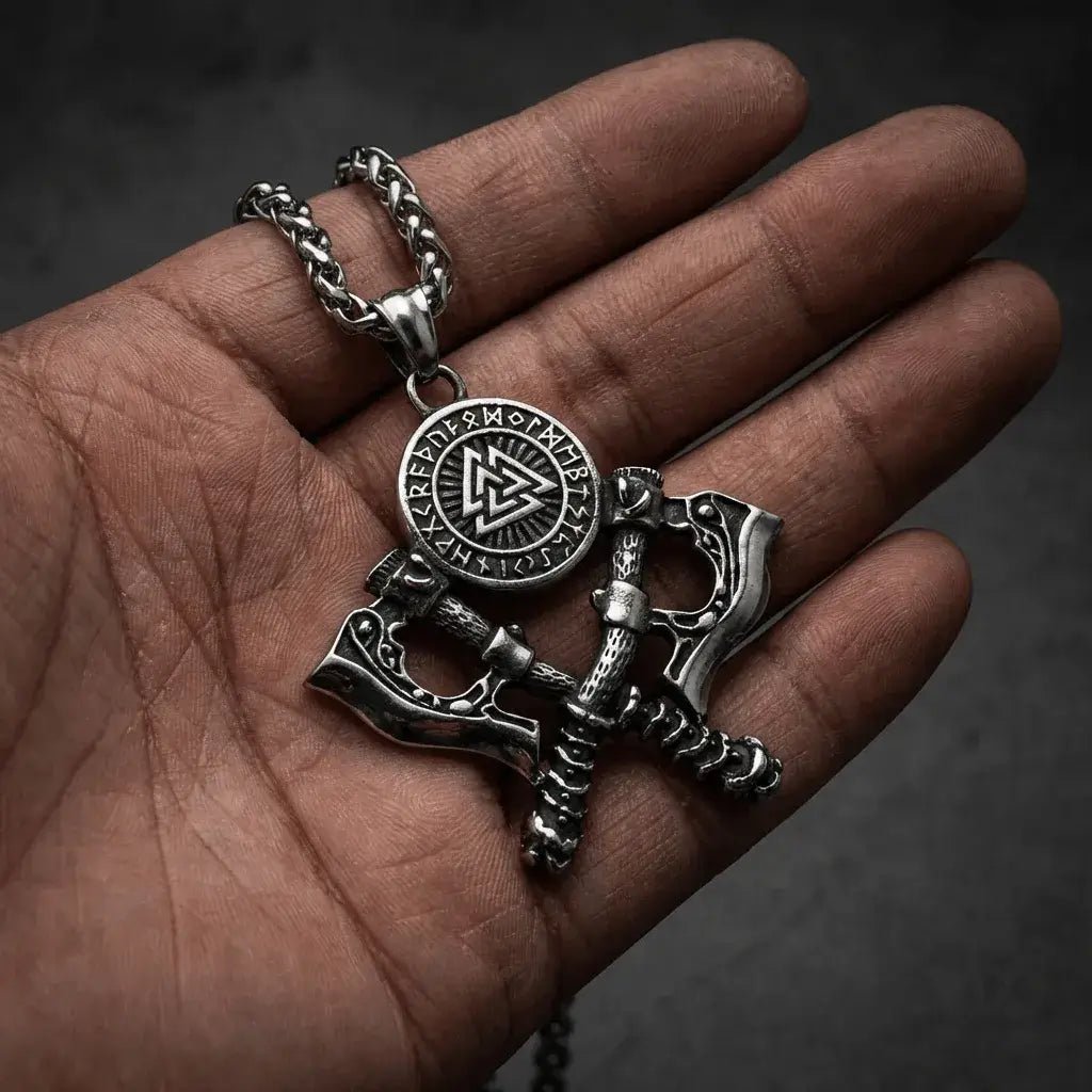 Valhalla Twin Axe | Valknut Rune Nordic Jewelry