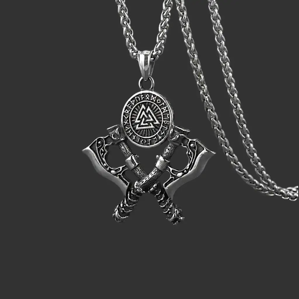 Valhalla Twin Axe | Valknut Rune Nordic Jewelry