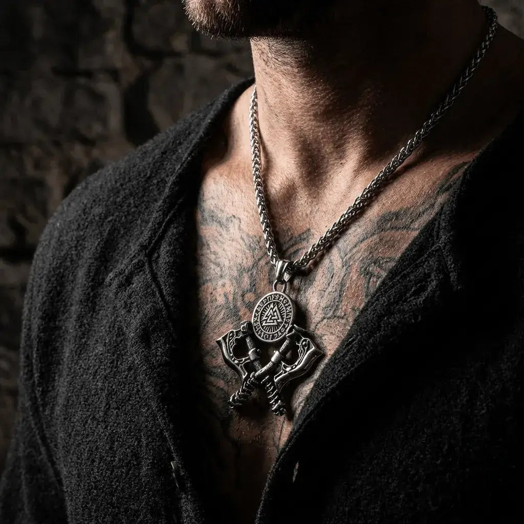Valhalla Twin Axe | Valknut Rune Nordic Jewelry