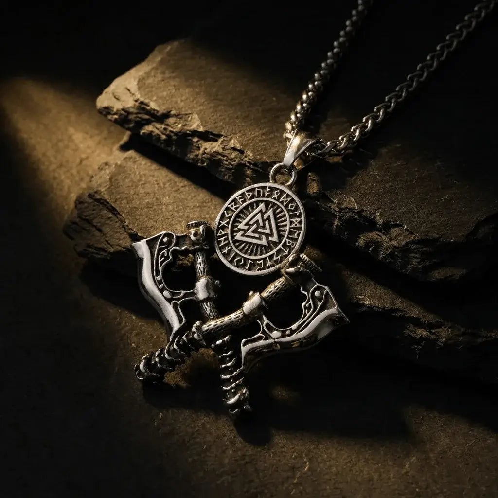 Valhalla Twin Axe | Valknut Rune Nordic Jewelry