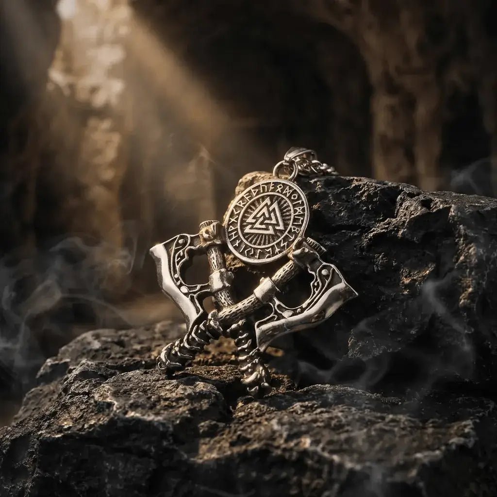 Valhalla Twin Axe | Valknut Rune Nordic Jewelry