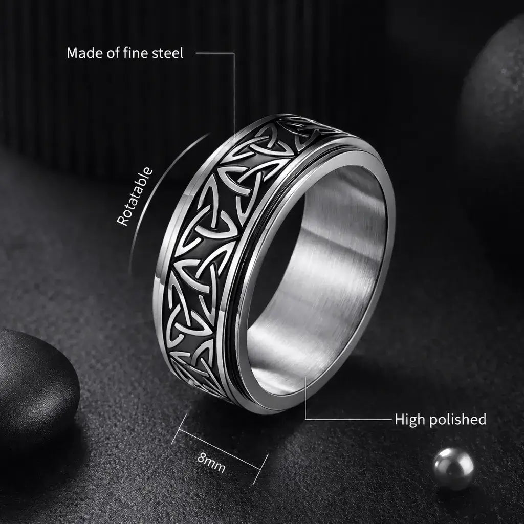 Alvora Valkrune Forged by Nordic Fate | Rotatable Men’s Ring 