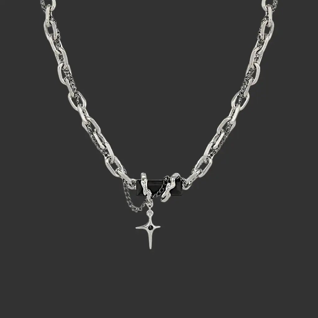 Vanta Onyx Star Necklace silver and black chain necklace with star charm