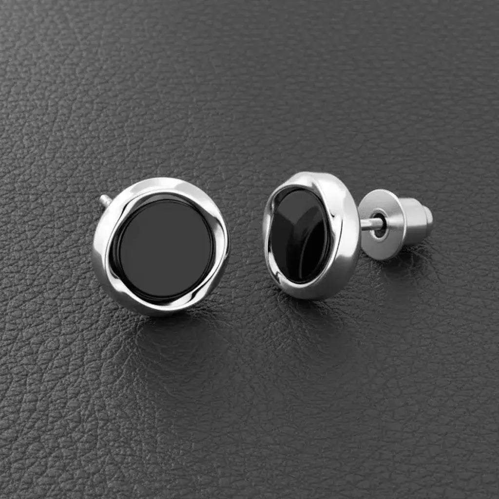 Alvora Vantor Noir Men’s Stud Earrings | Modern Dark Luxury Design