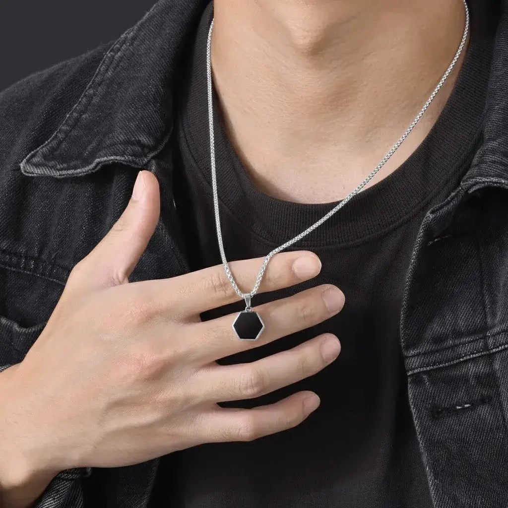 Alvora Vantyx Hexagon Black  Necklace Gold & Silver I Waterproof Jewellery