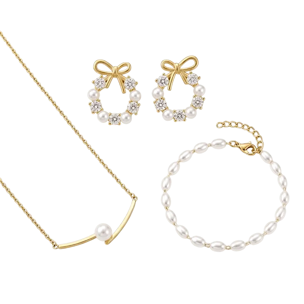 Pearl Radiance Bundle | Gold Pearl Jewellery Set