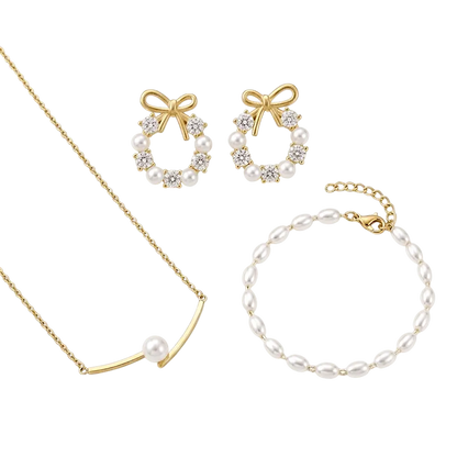 Pearl Radiance Bundle | Gold Pearl Jewellery Set