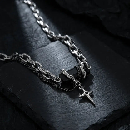 Vanta Onyx Star Necklace silver and black chain necklace with star charm