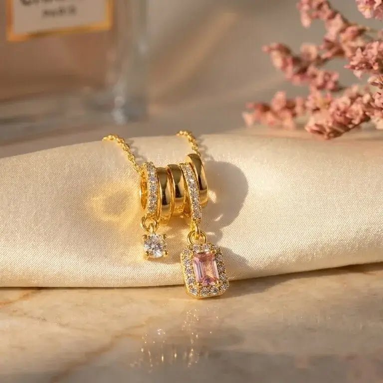 Velmira Necklace | Pink Gem Pavé Gold & Silver Jewelry