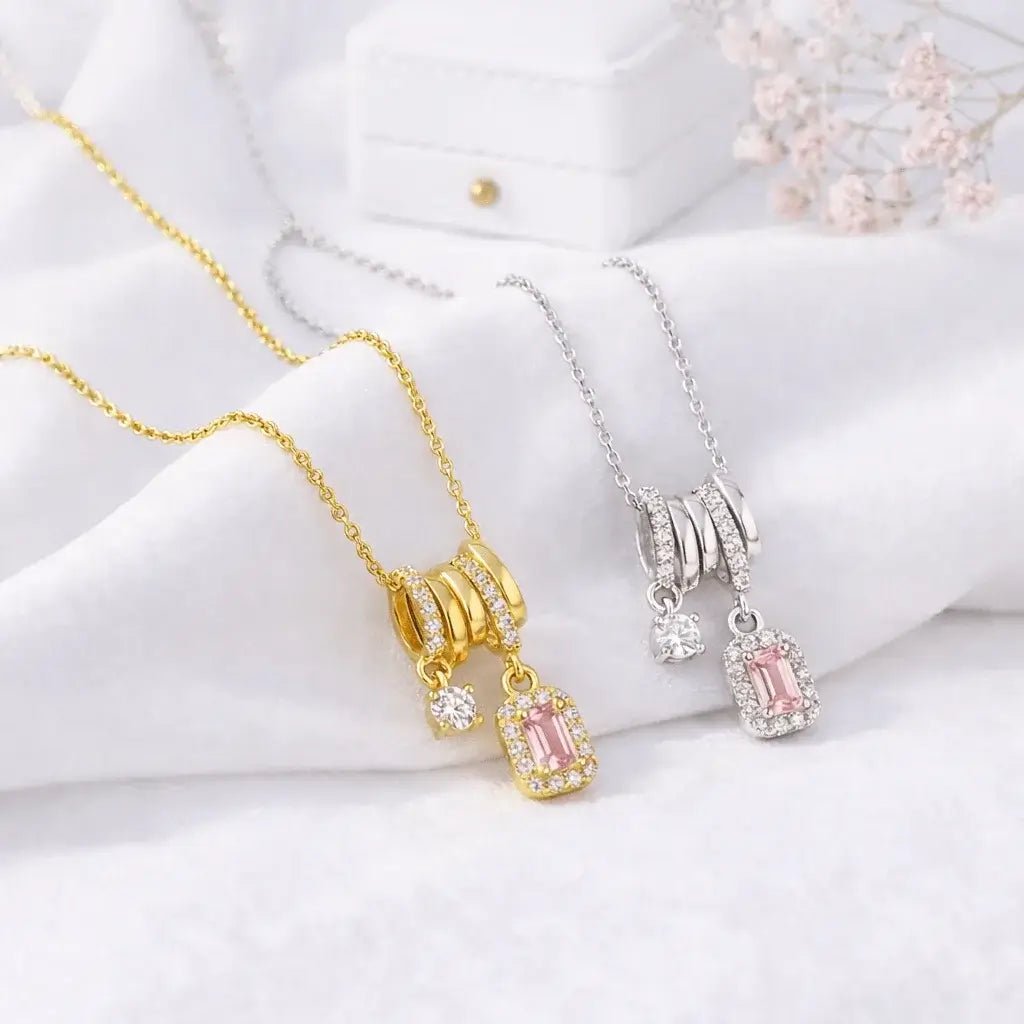 Velmira Necklace | Pink Gem Pavé Gold & Silver Jewelry