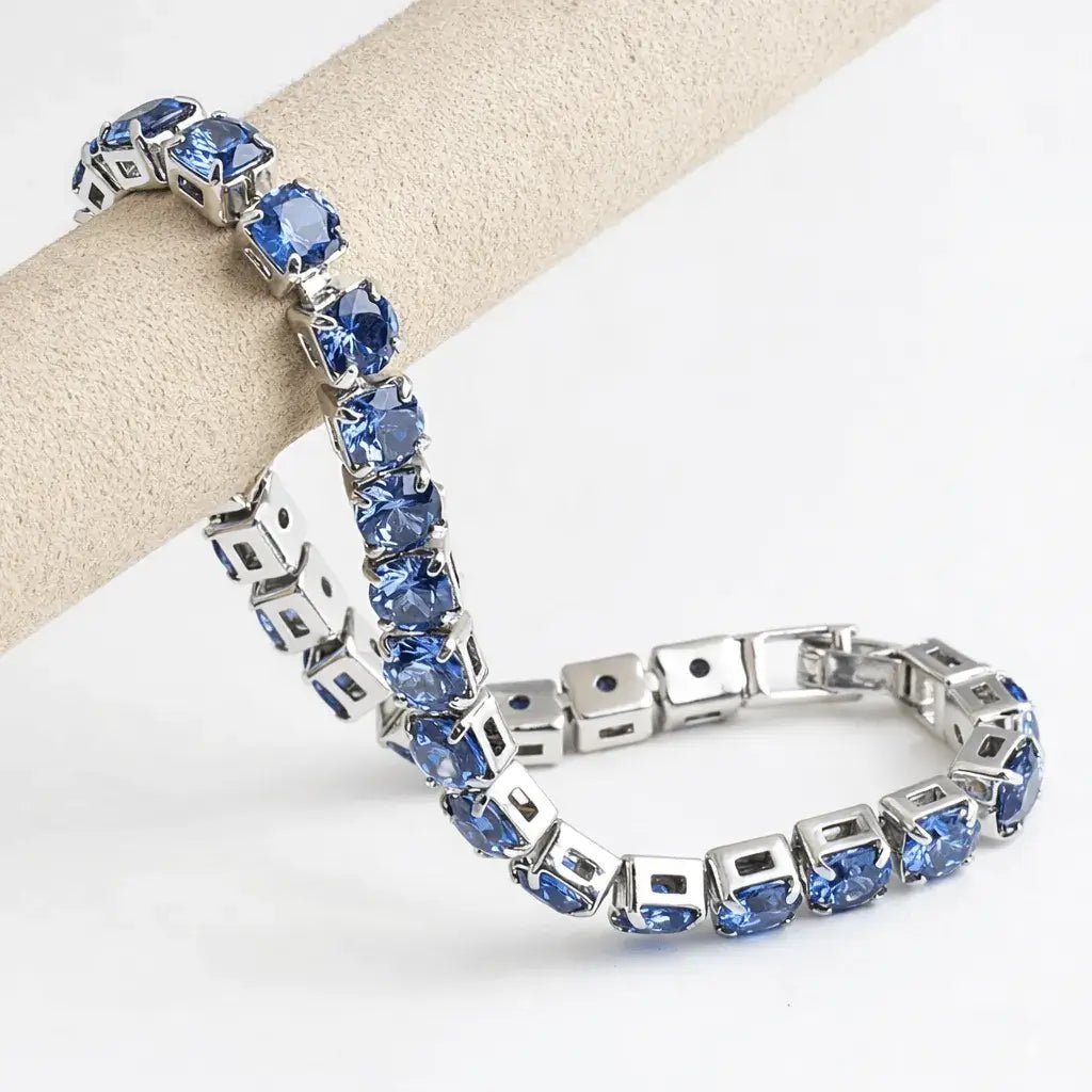 Alvora Veloria Azure | 5mm Blue CZ Tennis Bracelet – Silver Jewelry