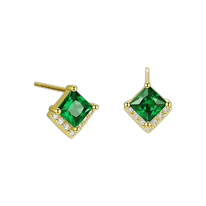 Verdessa Emerald Earrings – Green Zircon Gold & Silver Studs
