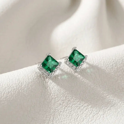 Verdessa Emerald Earrings – Green Zircon Gold & Silver Studs