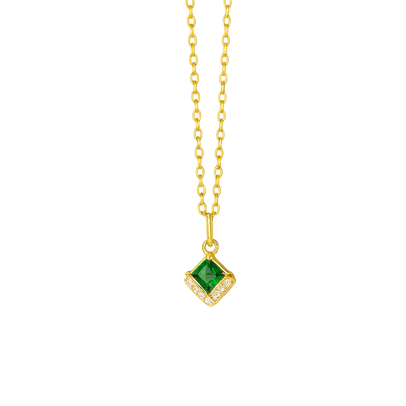 Alvora Verdessa Necklace | Emerald Pavé Vintage Gold Jewelry