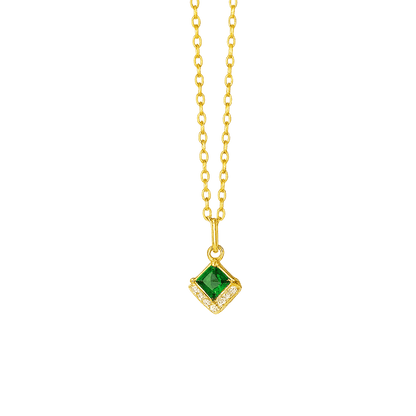 Alvora Verdessa Necklace | Emerald Pavé Vintage Gold Jewelry