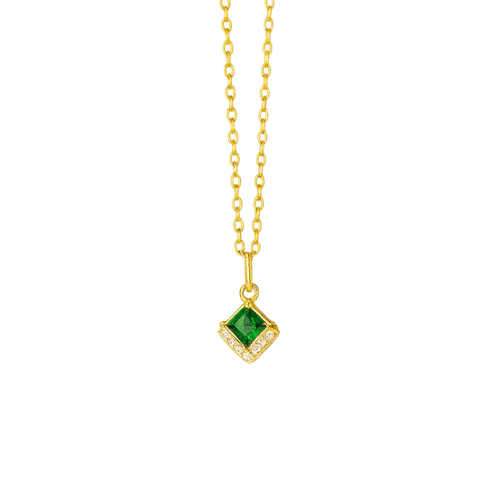 Alvora Verdessa Necklace | Emerald Pavé Vintage Gold Jewelry
