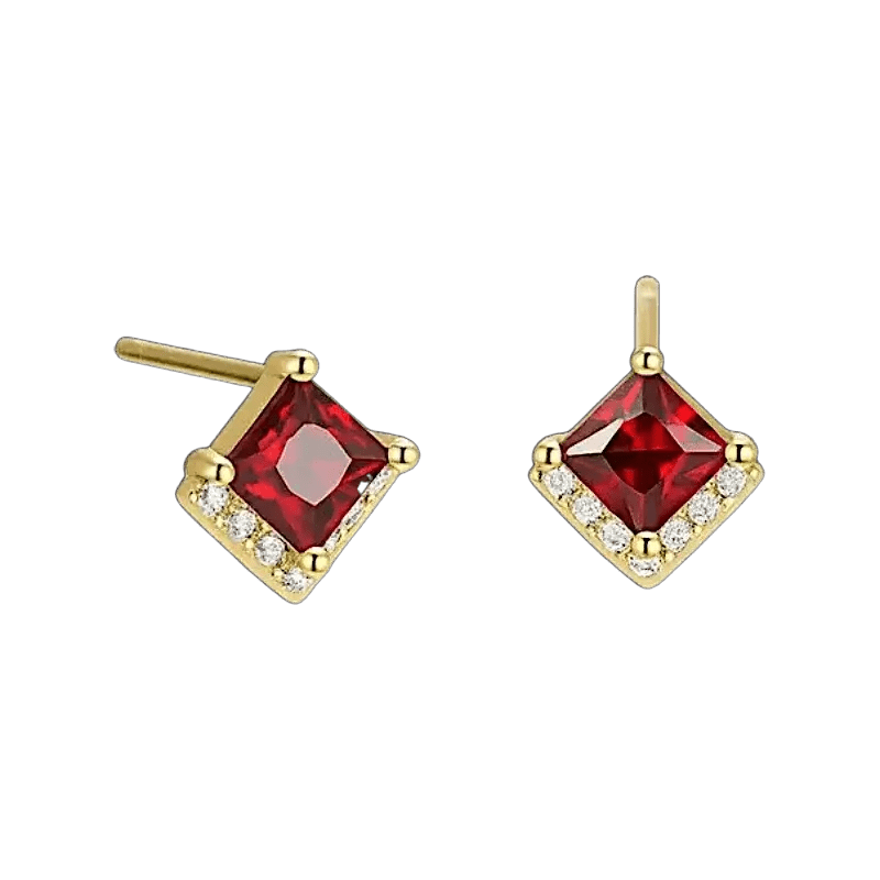 Verdessa Ruby Earrings – Red Zircon Gold & Silver Studs