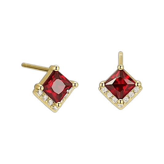 Verdessa Ruby Earrings – Red Zircon Gold & Silver Studs
