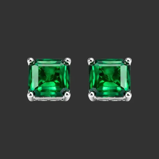 Alvora Veridian Men’s Stud Earrings | Square Emerald Jewelry