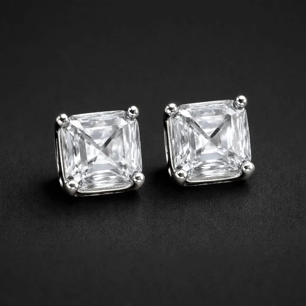 Alvora Veridian White CZ Men’s Stud Earrings | Statement Design