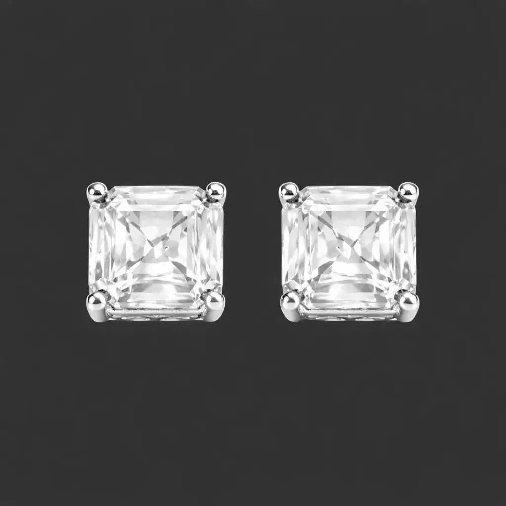 Alvora Veridian White CZ Men’s Stud Earrings | Statement Design