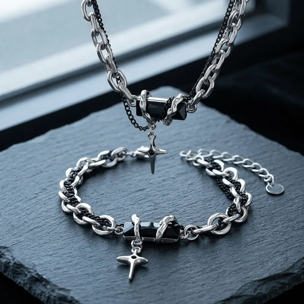 Vanta Onyx Star Bundle | Silver & Black Jewellery Set