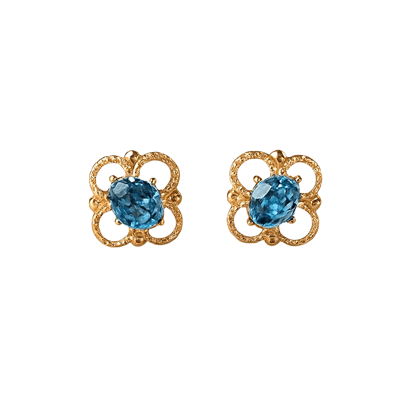 Alvora Vintessa Minimal Vintage Earrings | Sapphire Gemstone Studs
