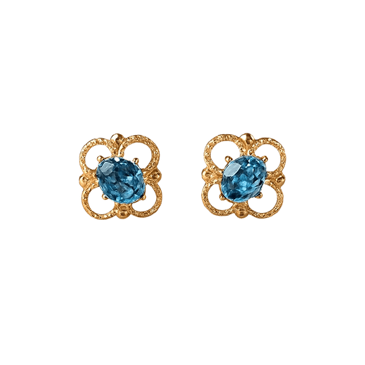 Alvora Vintessa Minimal Vintage Earrings | Sapphire Gemstone Studs