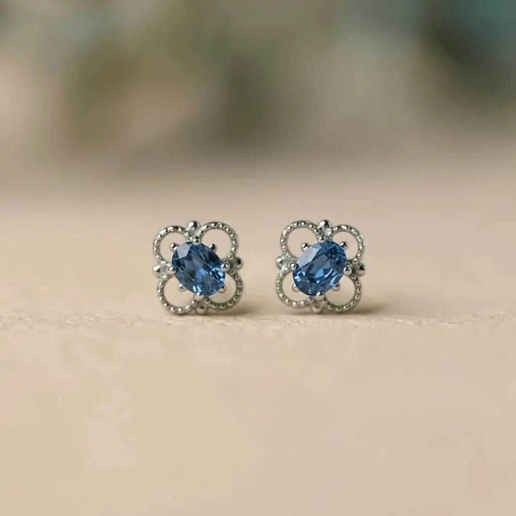 Alvora Vintessa Minimal Vintage Earrings | Sapphire Gemstone Studs