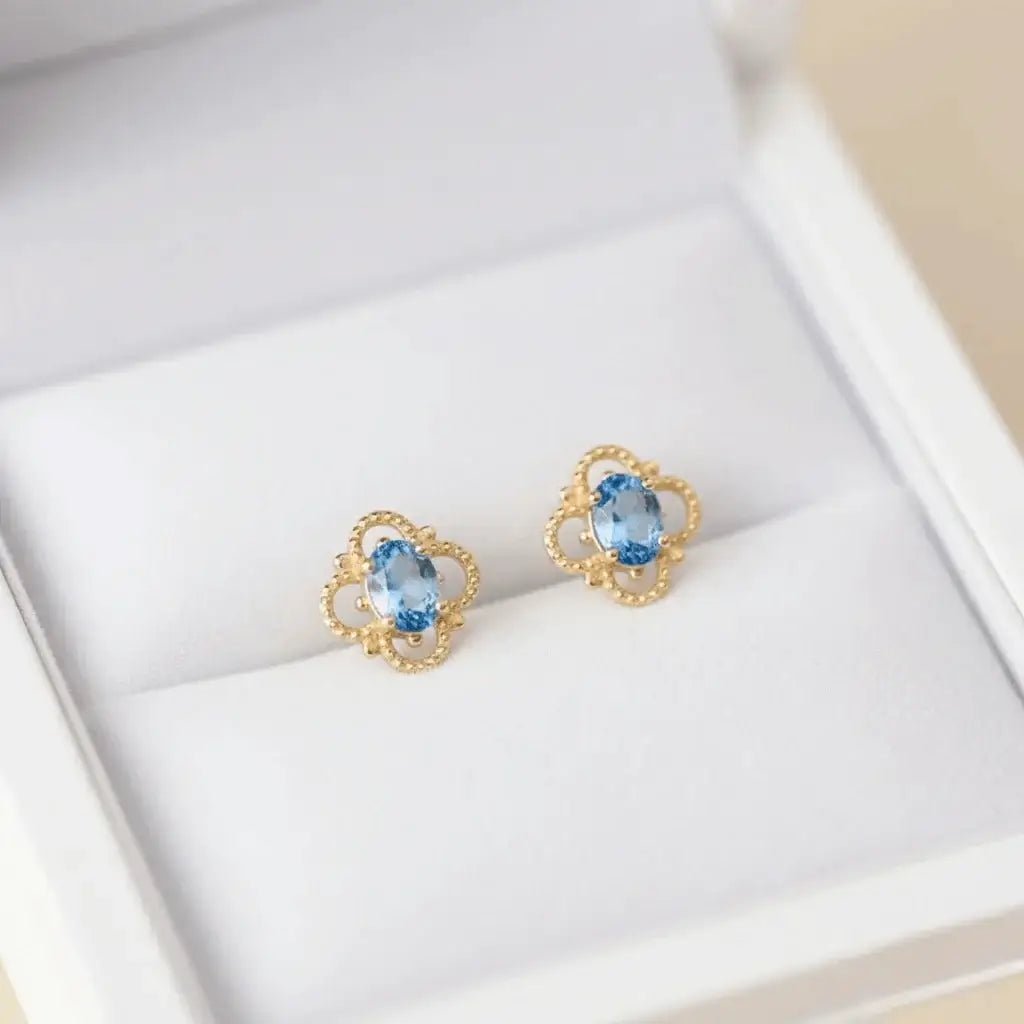 Alvora Vintessa Minimal Vintage Earrings | Sapphire Gemstone Studs