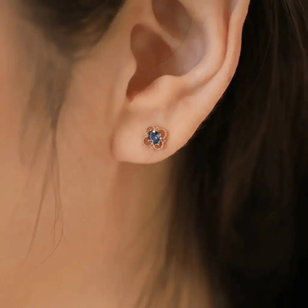 Alvora Vintessa Minimal Vintage Earrings | Sapphire Gemstone Studs