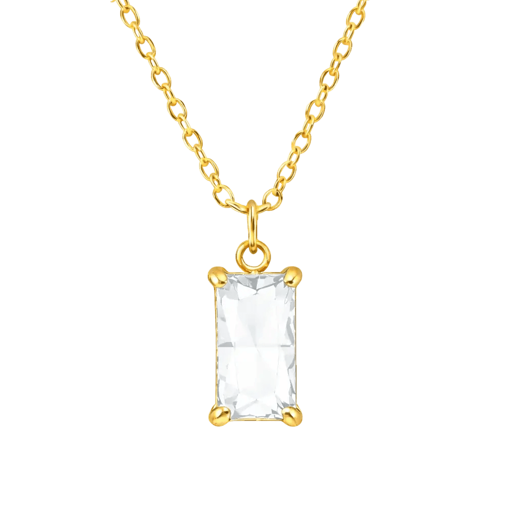 Alvora Vita – White Necklace | 18K Gold Rectangle Minimal Pendant