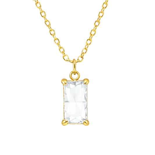 Alvora Vita – White Necklace | 18K Gold Rectangle Minimal Pendant