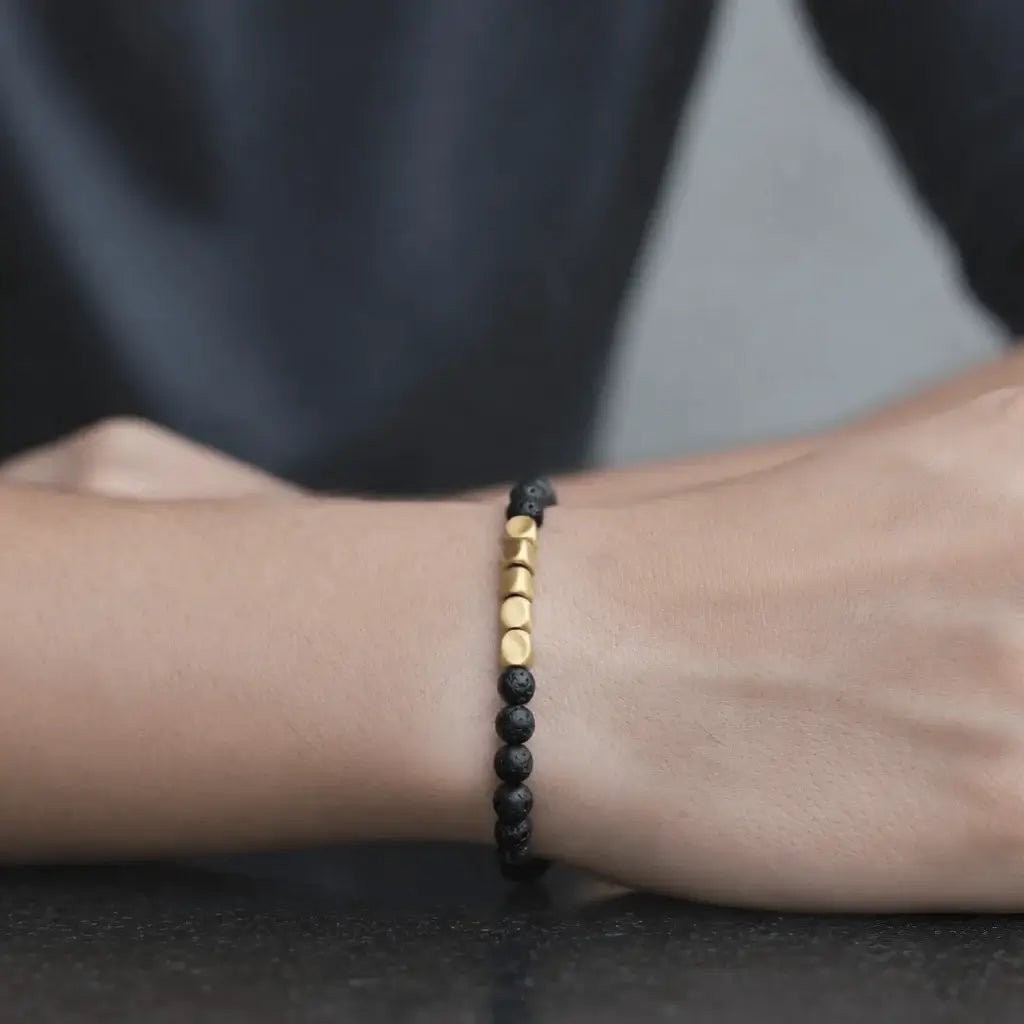 Alvora Volrex Natural Lava Stone Bracelet for Men | 4mm Minimal Men’s Jewellery