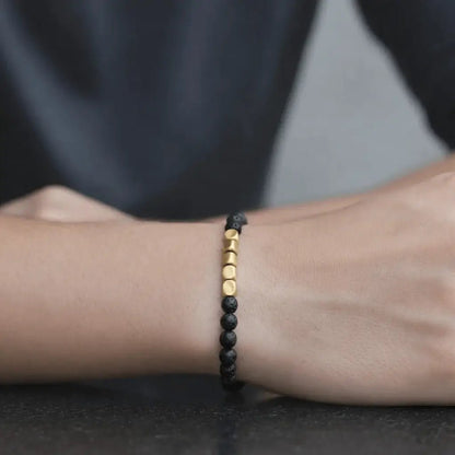 Alvora Volrex Natural Lava Stone Bracelet for Men | 4mm Minimal Men’s Jewellery