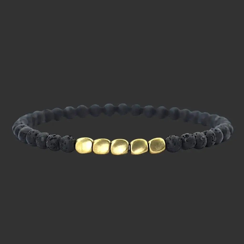 Alvora Volrex Natural Lava Stone Bracelet for Men | 4mm Minimal Men’s Jewellery