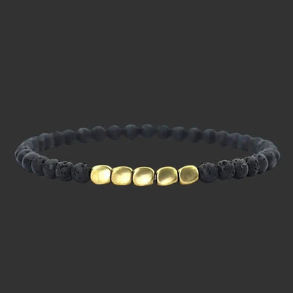 Alvora Volrex Natural Lava Stone Bracelet for Men | 4mm Minimal Men’s Jewellery