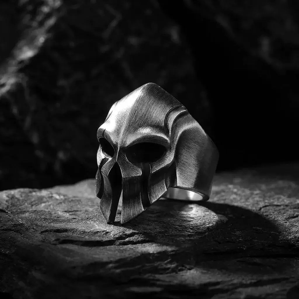 Vornak Helm – Spartan Warrior Mask Ring for Men