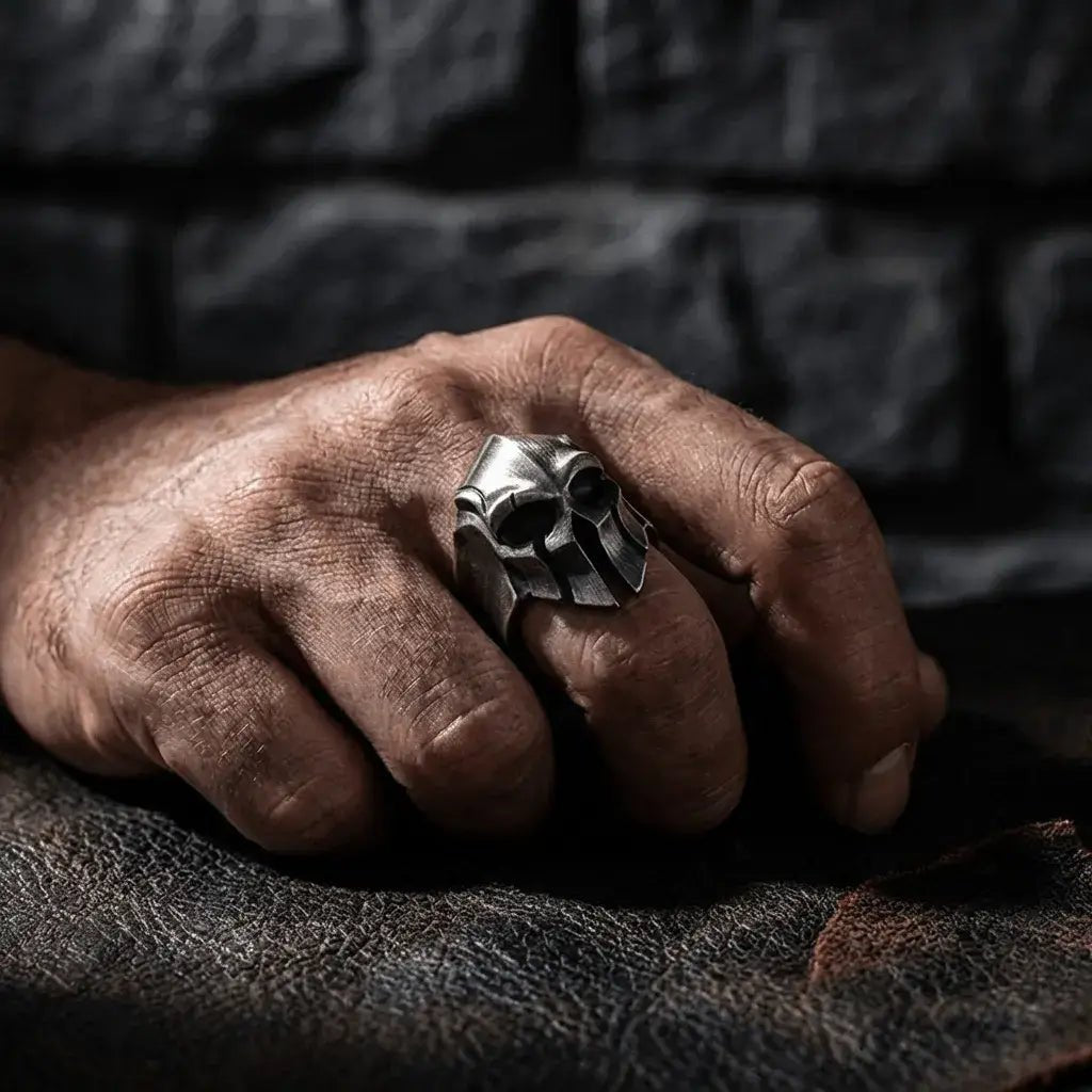 Vornak Helm – Spartan Warrior Mask Ring for Men