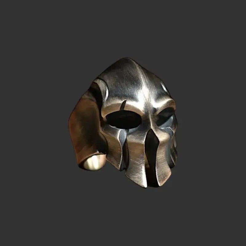 Vornak Helm – Spartan Warrior Mask Ring for Men