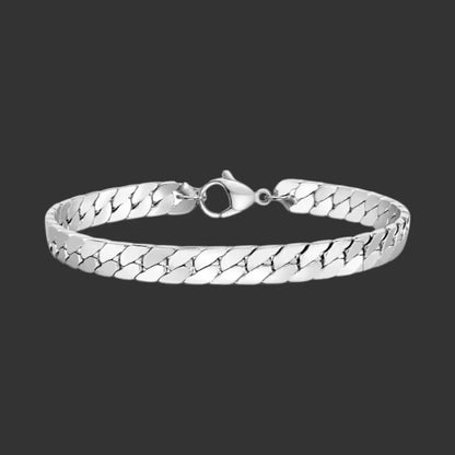 Alvora Vortex Argent–Waterproof Silver Cuban Chain Bracelet for Men