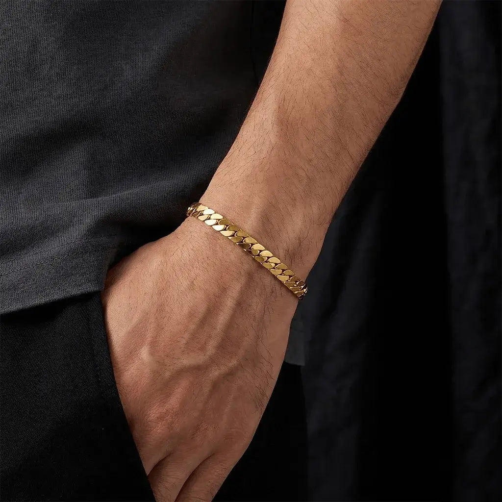 Alvora Vortex Aurelia–Waterproof Flat Cuban Chain Bracelet for Men