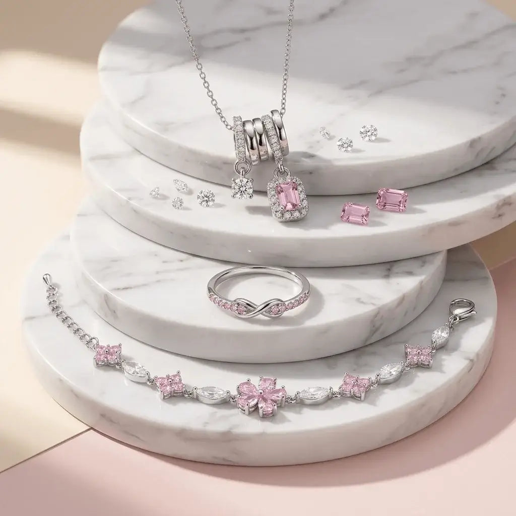 Rosé Silver Blossom Bundle | Silver Pink Jewellery Set